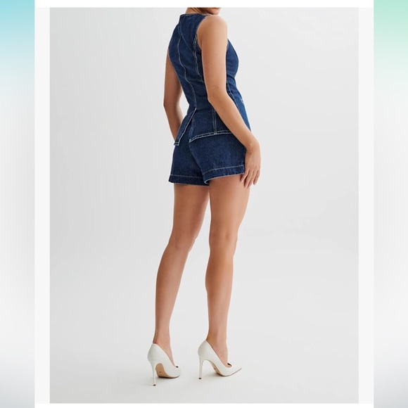 Women Blazer Vest 2 Piece Denim Set - Picture 2 of 6